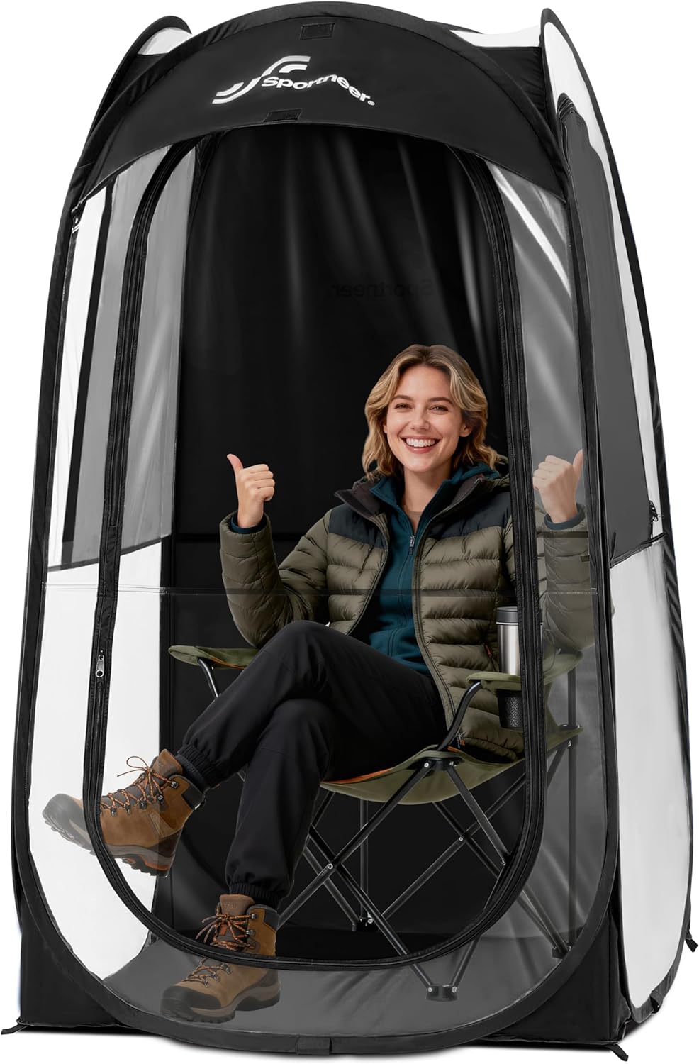 Sportneer Sports Tent - Lightweight 1-Person Instant Shelter with Ultra Visibility | 37" L x 37" W x 63.5" H