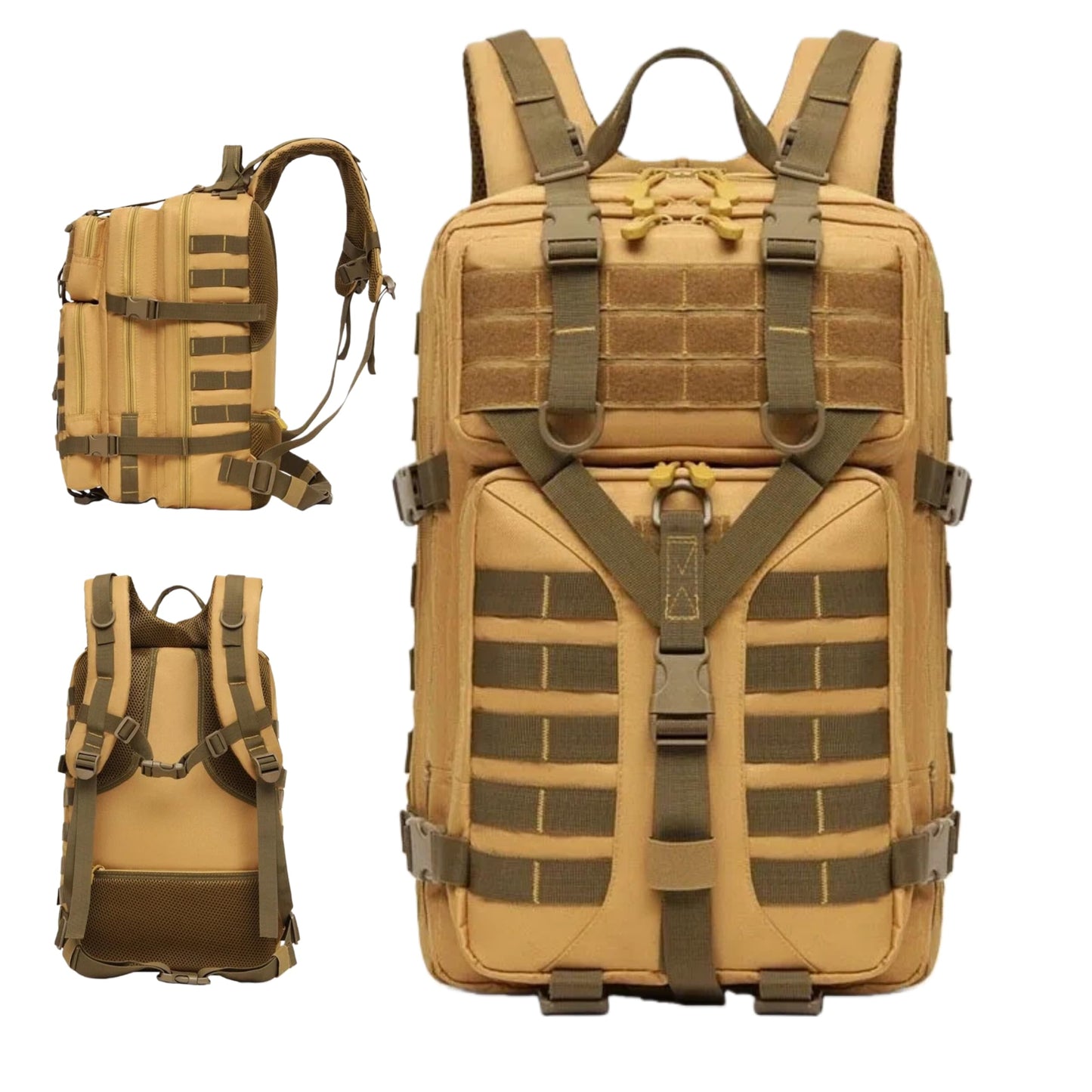 Outdoor Camping & Hiking Backpack – Large Capacity Rucksack for Trekking, Mountain Climbing (khaki)