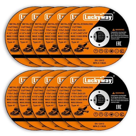 Luckyway Cut-Off Wheel, 4-1/2"x.045 x7/8" Cutting Wheel, Angle Grinder Cut Disc for Metal and Stainless Steel Cutting - 12 Pack