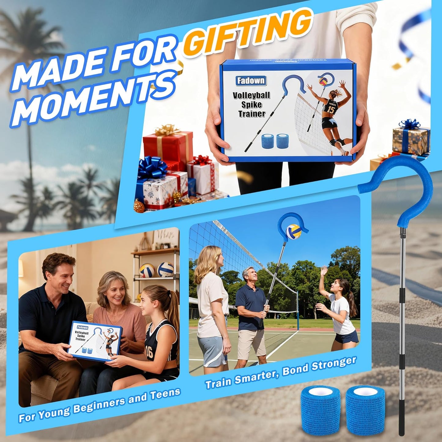 Skiennix Adjustable Volleyball Spike Trainer - Portable Hitting Trainer for Serving & Spiking (No Ball)
