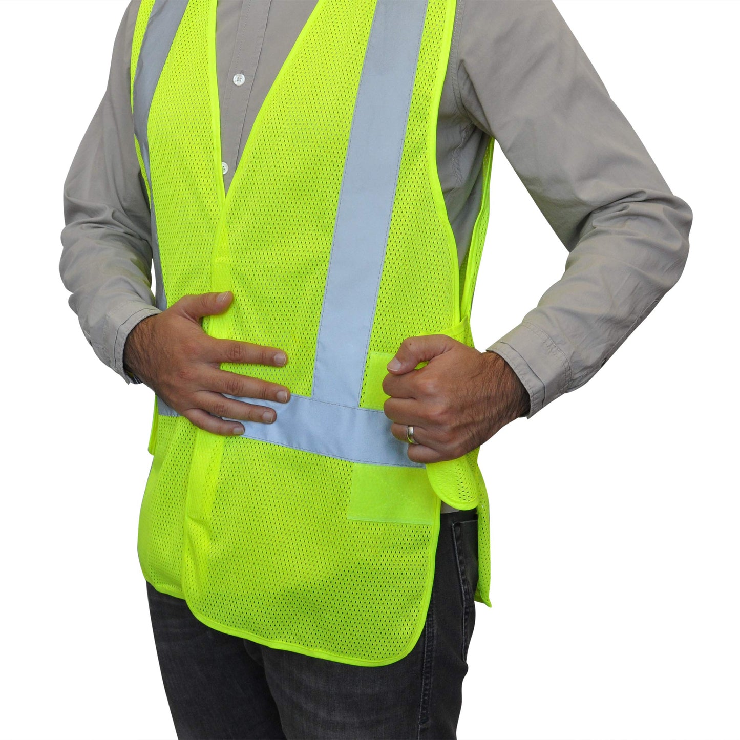 NYOrtho High Visibility Reflective Safety Vest – ANSI/ISEA Class 2 Hi Vis Vest for Men & Women – Neon Yellow Mesh – Super Reflective Strips – Lightweight Work & Traffic Safety Gear