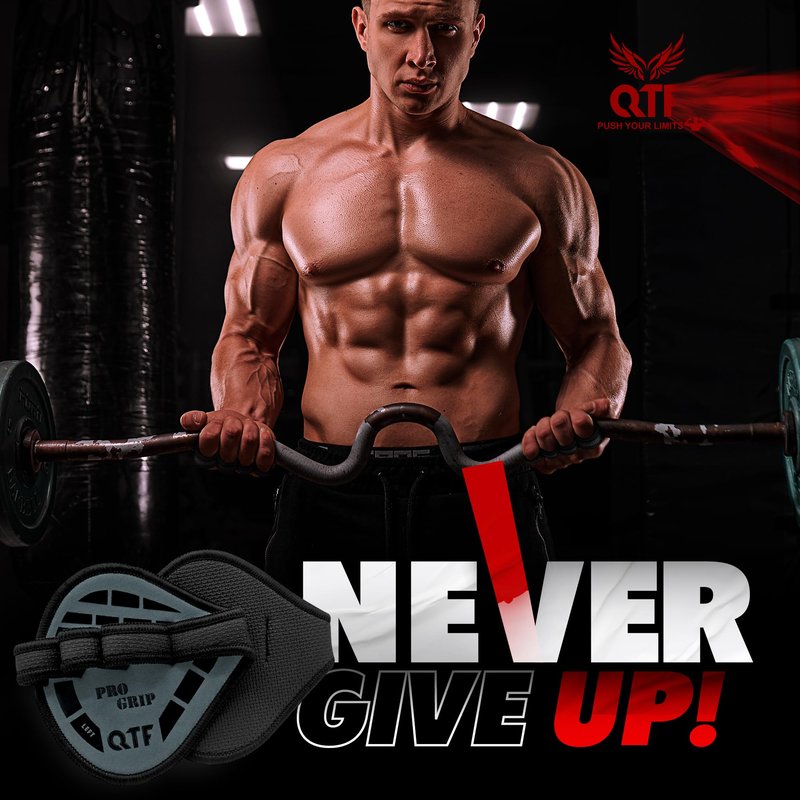 QTF Gym Grips Pads - Neoprene Gloves Gym Palm Protector Weight Lifting Grips Replacement of Workout Gloves Men and Women - Lifting Grip Pads for Weightlifting, Calisthenics & Pull Ups. (Black-Orange)