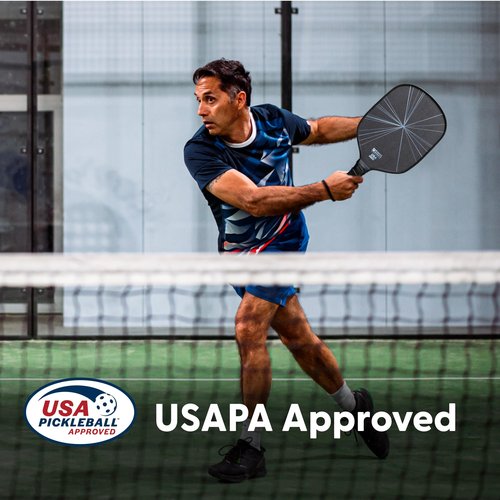 Kasaca Raw Carbon Fiber Pickleball Paddle, Carbon Friction Surface, High-Friction Textured Rackets, 16mm Thickness, USAPA Approved, Thermoformed for Intermediate & Advanced Players