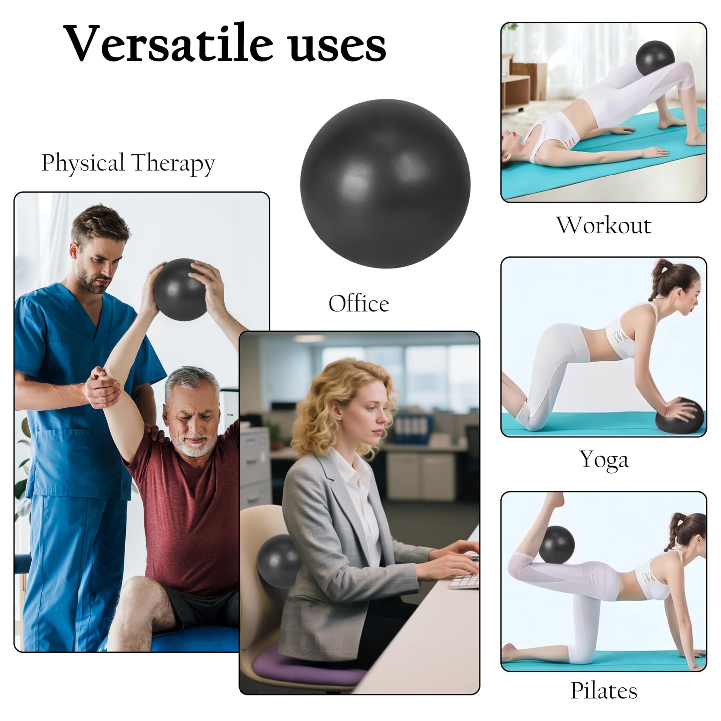 Pilates Ring Set with Bands & Mini Yoga Exercise Ball – 14″ Magic Circle with Padded Handles, 5 Resistance Bands & Stretch Strap – Home Workout Equipment for Full-Body Sculpting & Core Strength