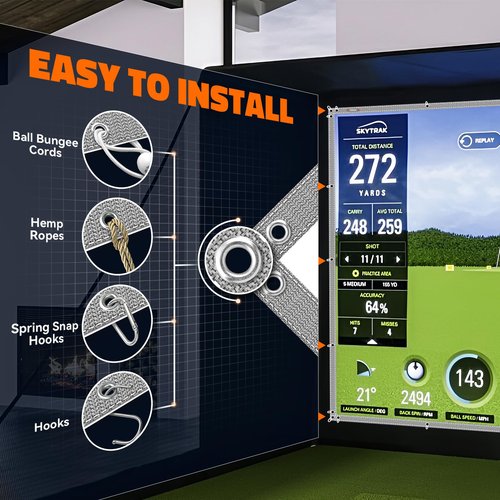 Golf Simulator Impact Screen: Ultra Clear Golf Impact Screen for Home/Indoor/Garage Swing Training - Thickened Golf Practice Net with 36pcs Grommet Holes, 7ft x 7ft