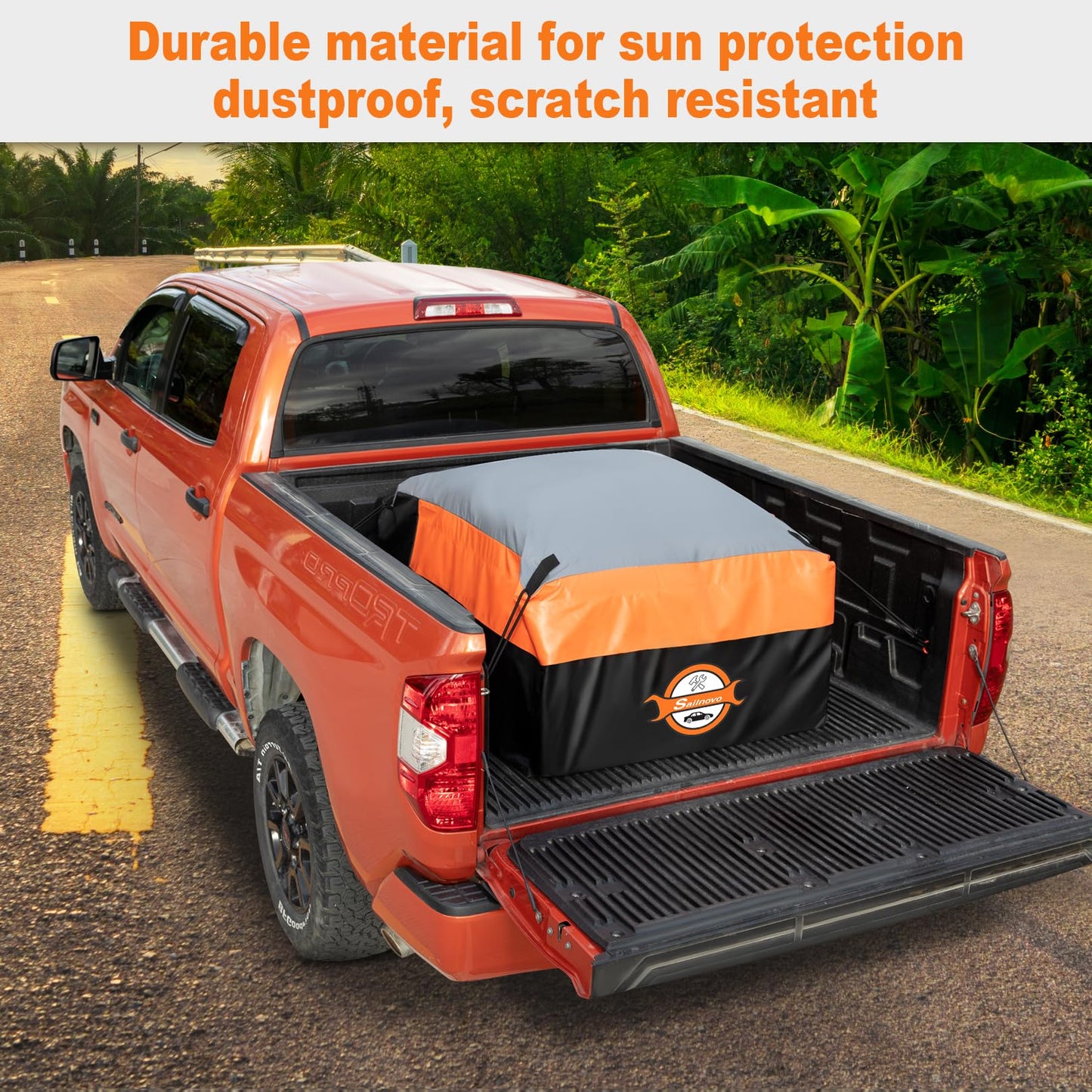 Sailnovo Truck Bed Bag, 35 Cubic ft 100% Waterproof Fits Any Truck Size, Heavy Duty Truck Cargo Bag PVC Water Resistant with 4 Stretch Cord, Packing Bag (59''x47''x22'')