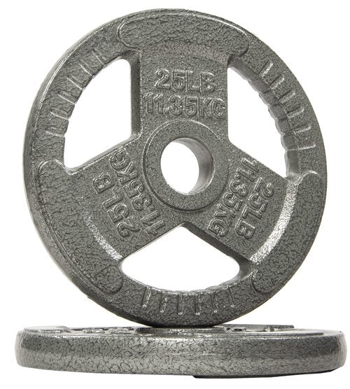 Fitvids Cast Iron Plate Weight Plate for Strength Training and Weightlifting, 2-Inch Center, 25LB (Set of 2)