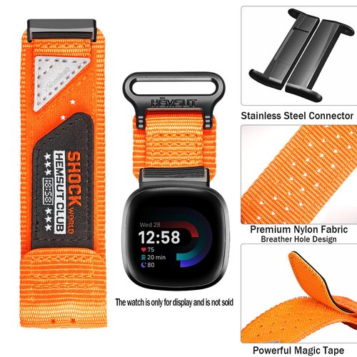 Nylon Watch Band Compatible with Fitbit Versa 3 / Versa 4 / Fitbit Sense/Sense 2 for Men, Rugged Nylon Sports Adjustable Strap Military Tactical Style Replacement Wristband