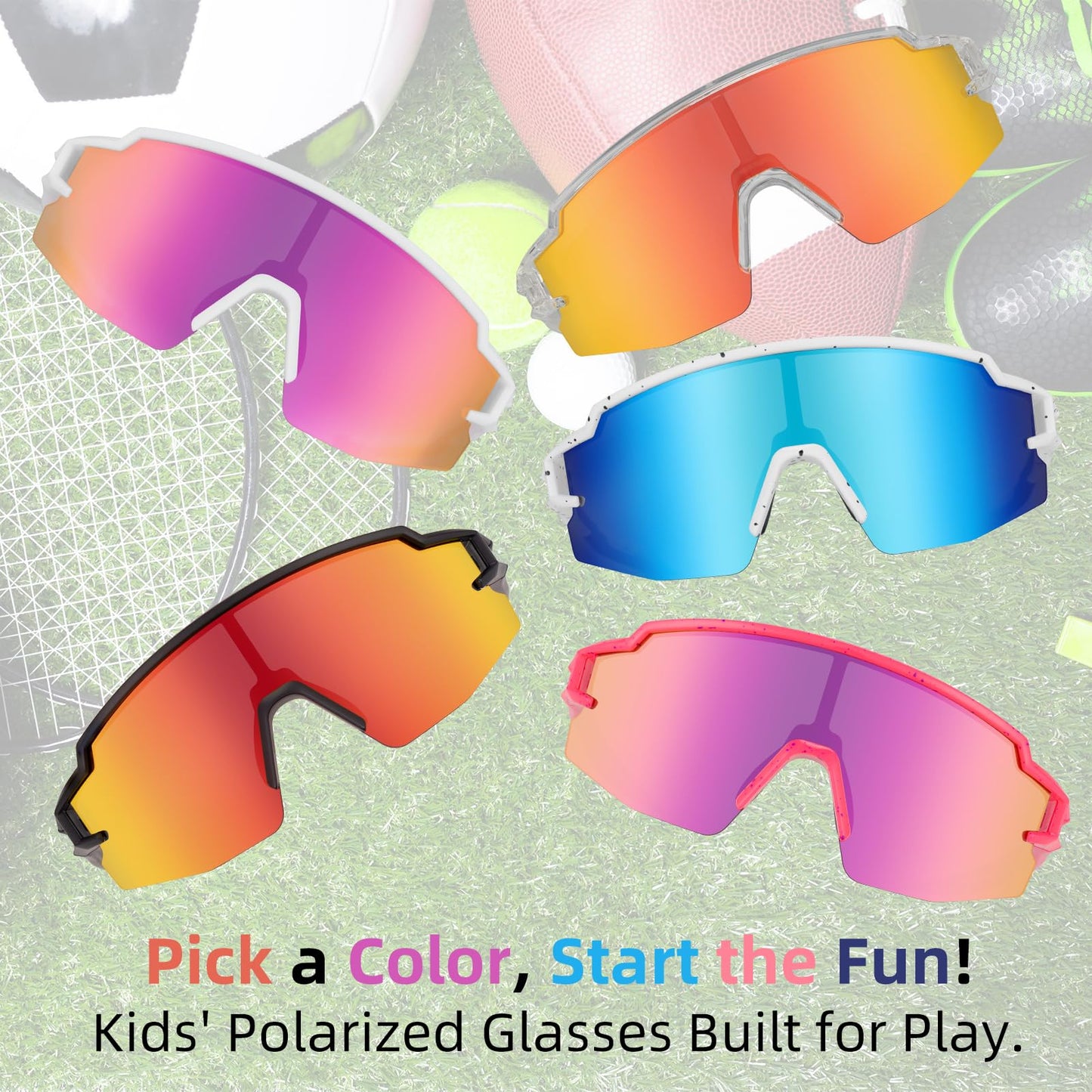 ROCKBROS Polarized Kids Cycling Glasses Youth Kids Baseball Sunglasses UV400 Protection Goggles Girls Boys.