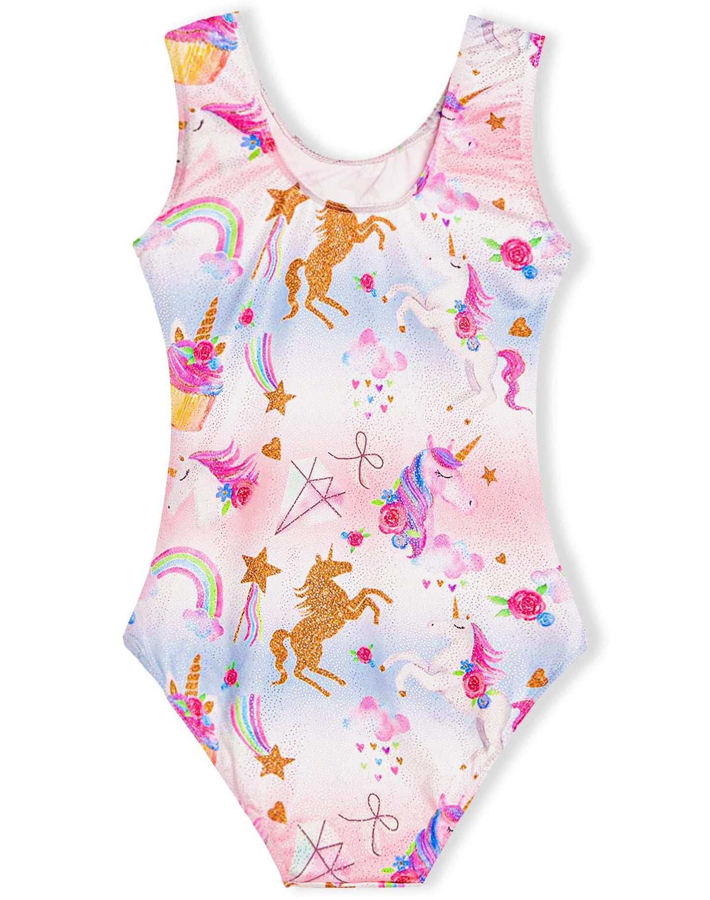 Domusgo Gymnastics Leotards for Girls Pink White One Piece Tumbling Outfits