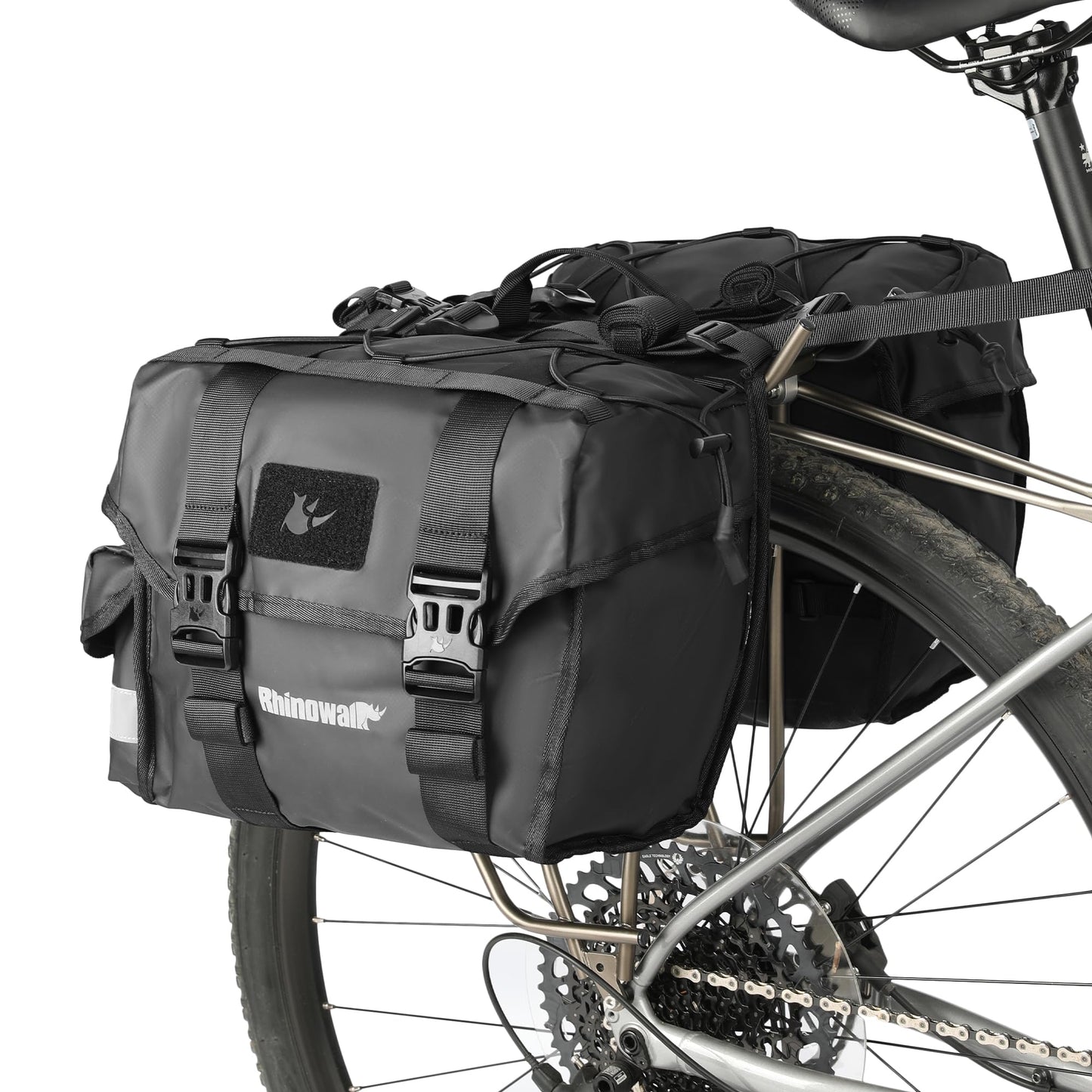 Rhinowalk Bike Pannier Bag 22L Double Pannier Bags Saddle Bags for Rear Rack Bicycles With Carrying Handle Professional Cycling Accessories-Black