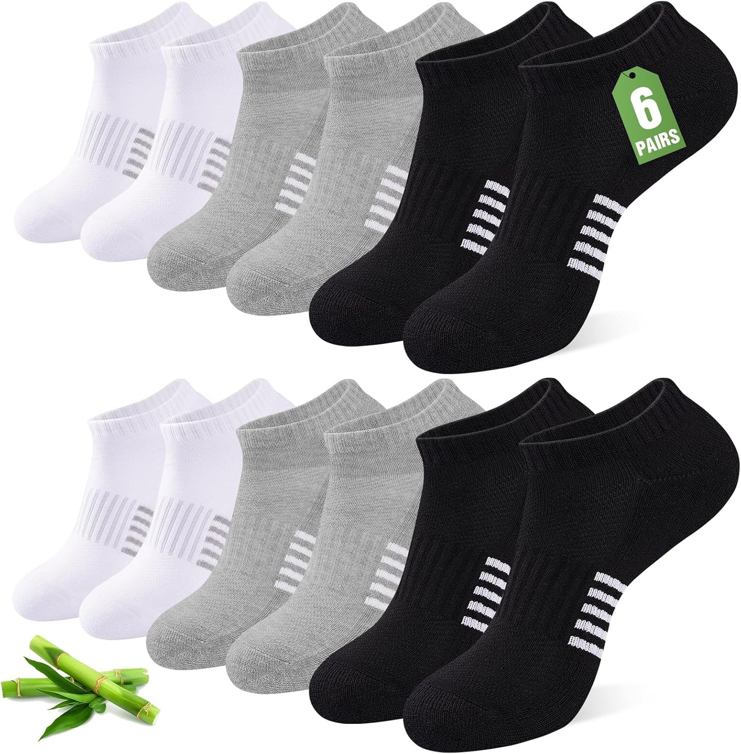 Skiennix Ankle Socks for Women - 12 Pairs Bamboo Viscose, Breathable & Moisture-Wicking, Low Cut