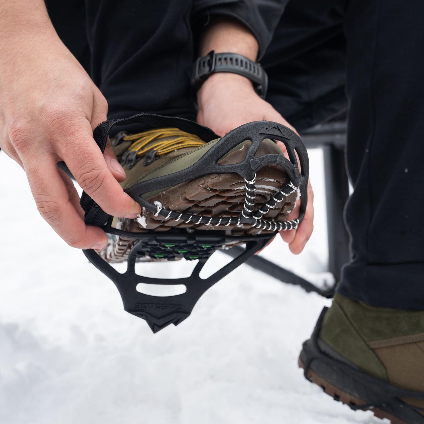Cascade Mountain Tech Ice Traction Cleats - Ice Traction 360 - Hybrid Spike/Coil - Black - Small/Medium