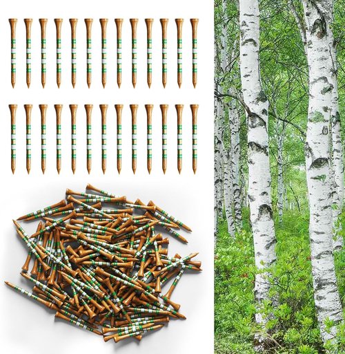 FINGER TEN Golf Tees - Wooden Golf Tees for Men | 100 Pack, 1.5" to 3.25" Sizes, Durable & Stable