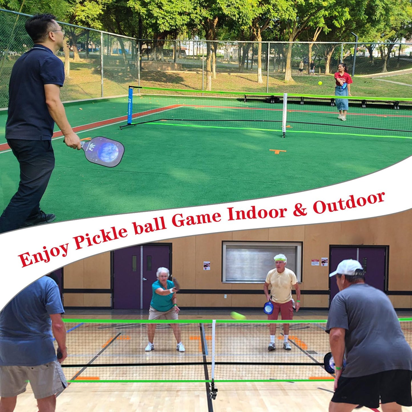 Portable Pickleball Net with Wheels, 22FT Regulation Size Pickle Ball Net with Pickleballs, Carry Bag for Home, Driveway, Backyard, Indoor or Outdoor