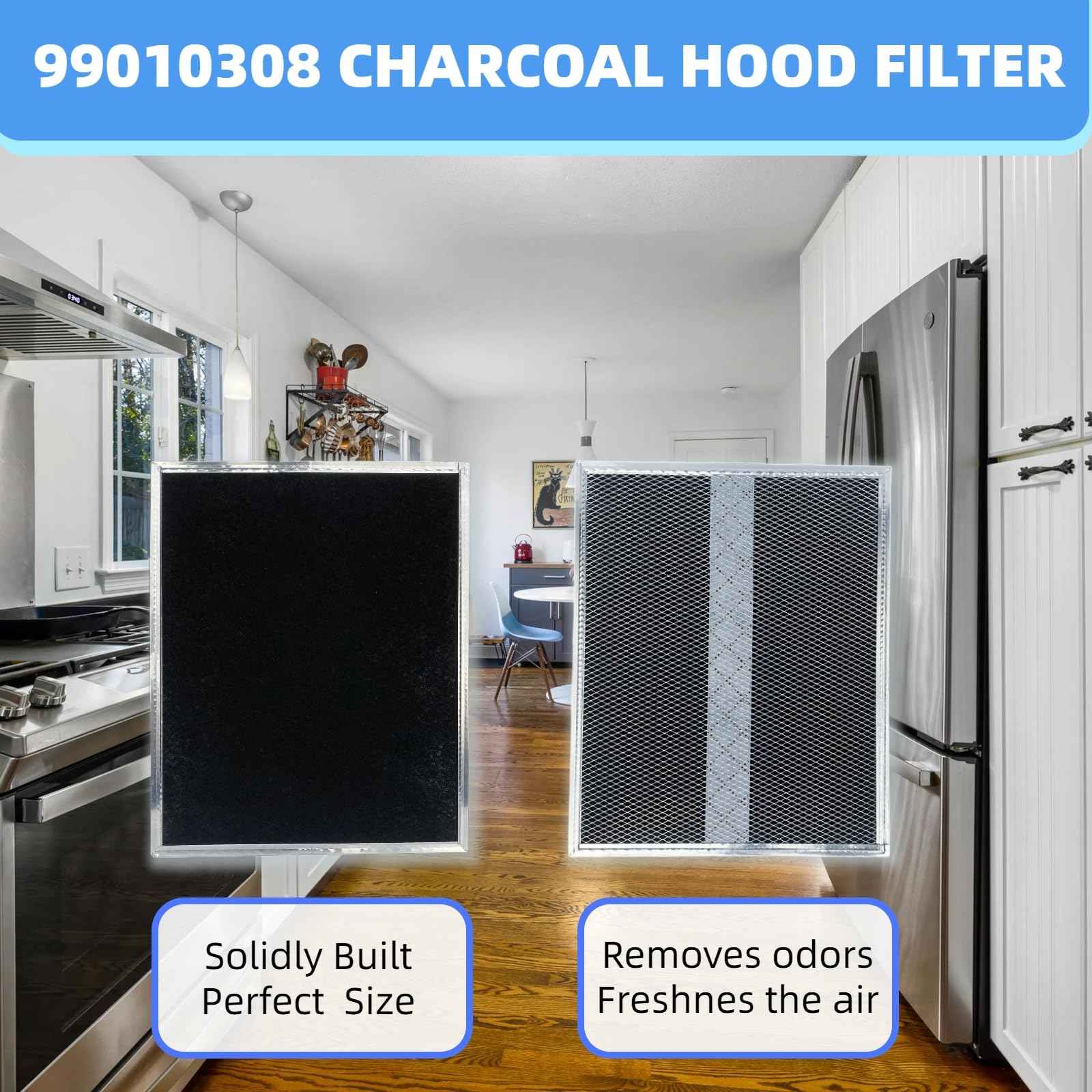 YUEERIO S99010308 Carbon Replacement Filter compatible with Broan QS WS BPSF30 GE: WB02X10707 NON-Ducted Range Hood Charcoal Filters 10.8" X 13.3" (2-Pack)