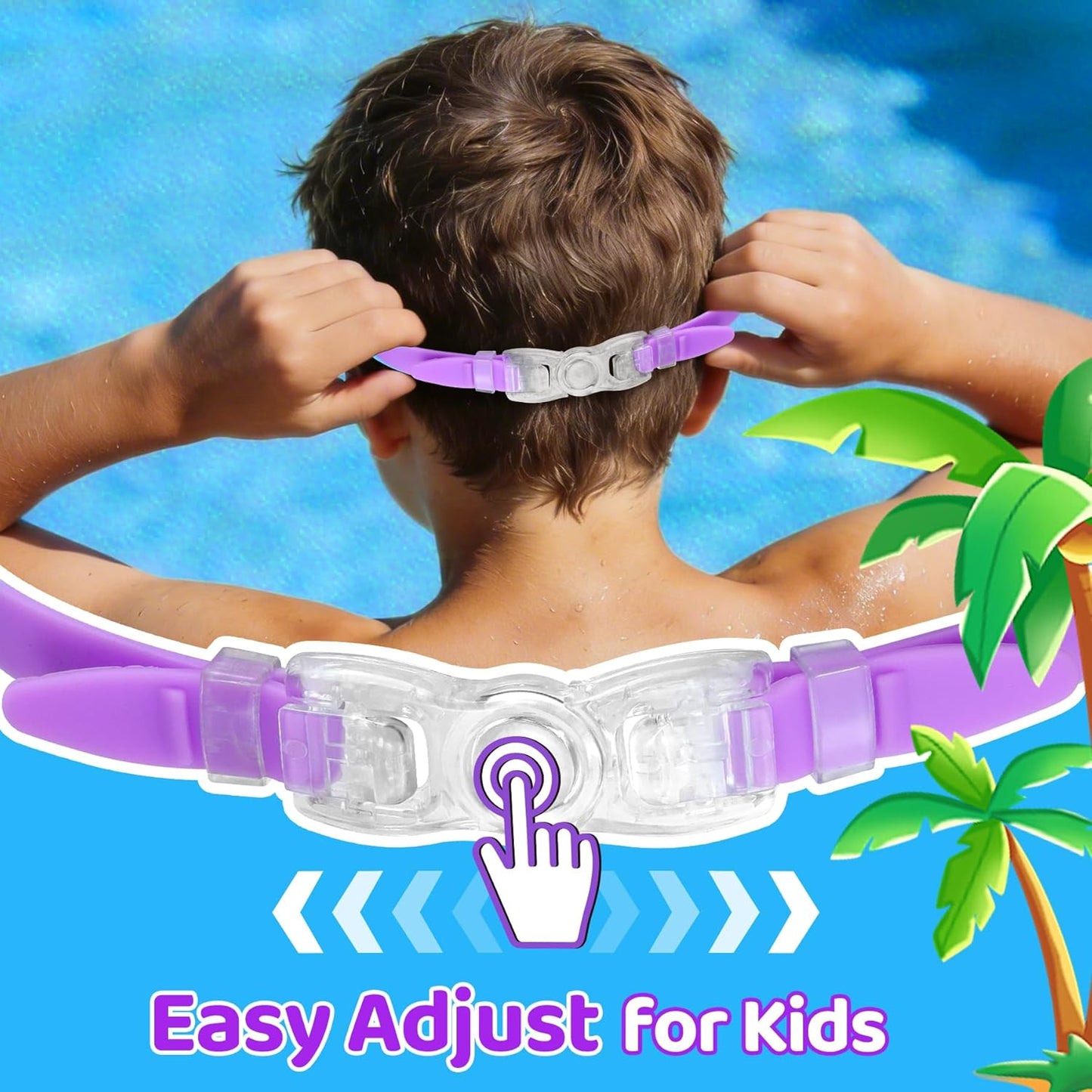 Vvinca Swim Goggles for Kids - Anti-Fog & UV Protection | No Leak Design, 2-Pack for Ages 3-15