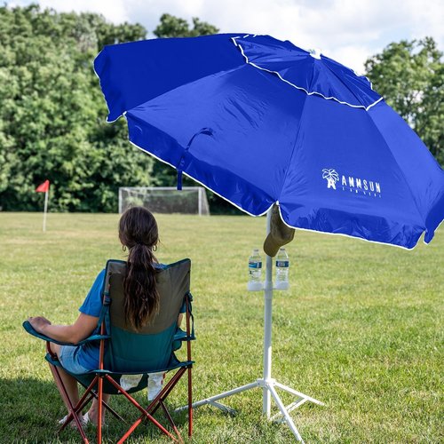 AMMSUN Portable Shade Umbrella - 6.5ft Lightweight Canopy with Adjustable Stand for Easy Sun Protection | Blue