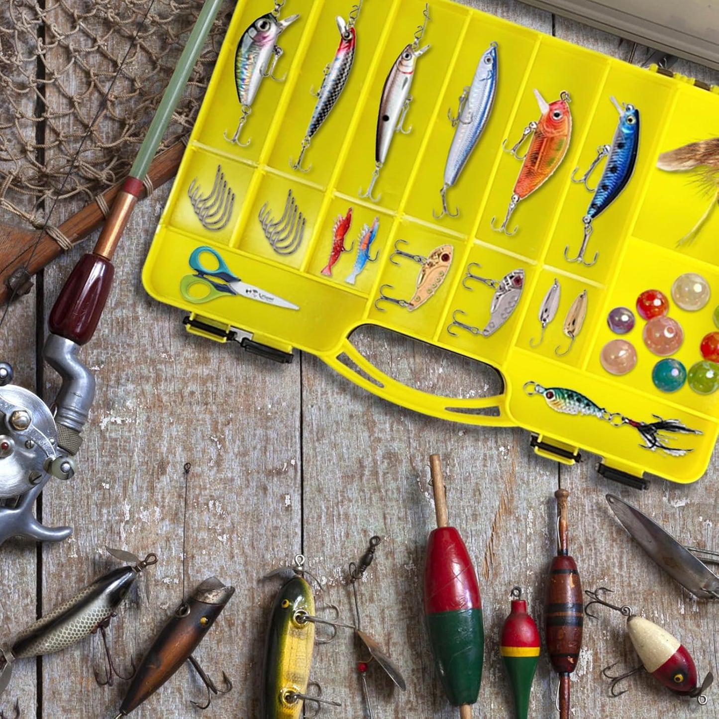 Skiennix Fishing Tackle Box - Waterproof Organizer with Removable Dividers for Bait Storage