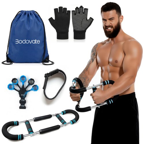 Bodovate Adjustable Chest Trainer for Men - Heavy Duty Spring Arm Twister & Upper Body Exerciser - Portable Home Gym Workout Equipment for Forearm, Bicep & Shoulder Strength (40/100)