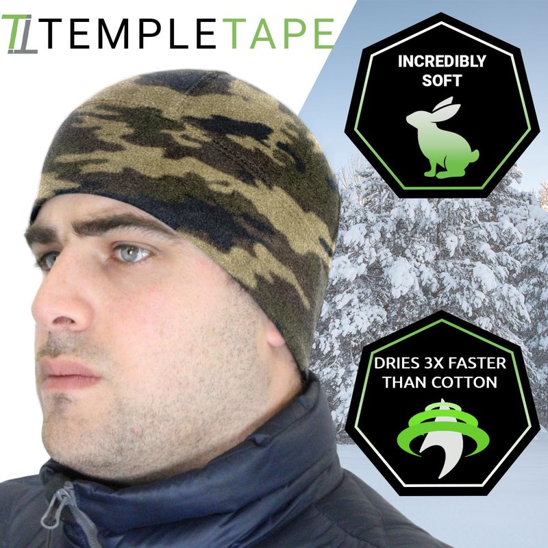 Temple Tape Tactical Fleece Watch Cap Beanie – Skull Cap Fleece Hat - Camouflage - One Size (Fits Most Heads)