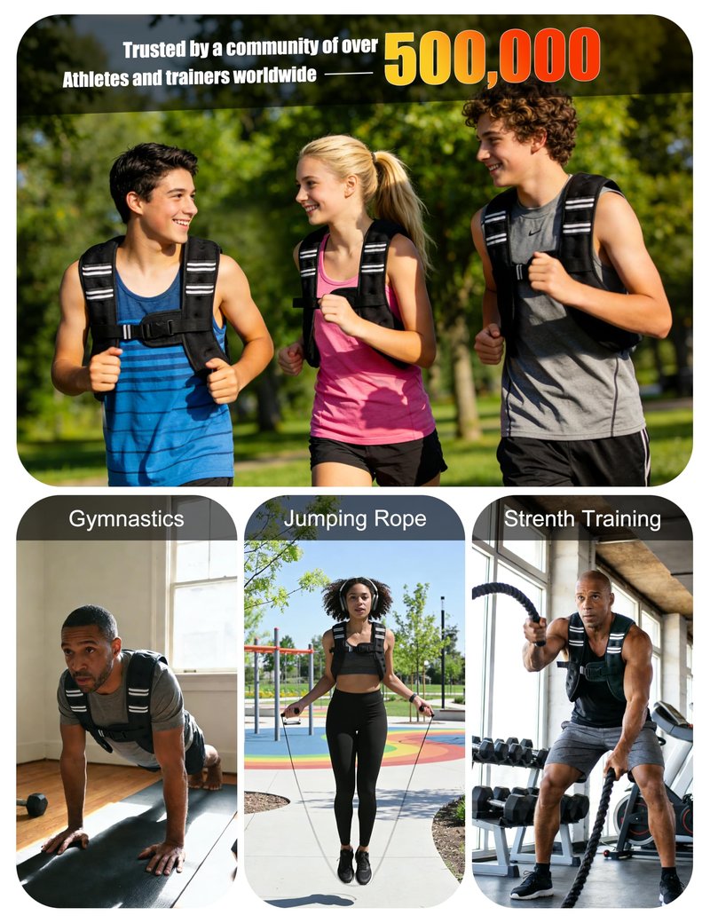 Henkelion Weighted Vest Weight Vest for Men Women Kids Weights Included, Body Weight Vests Adjustable for Running, Training Workout, Jogging, Walking