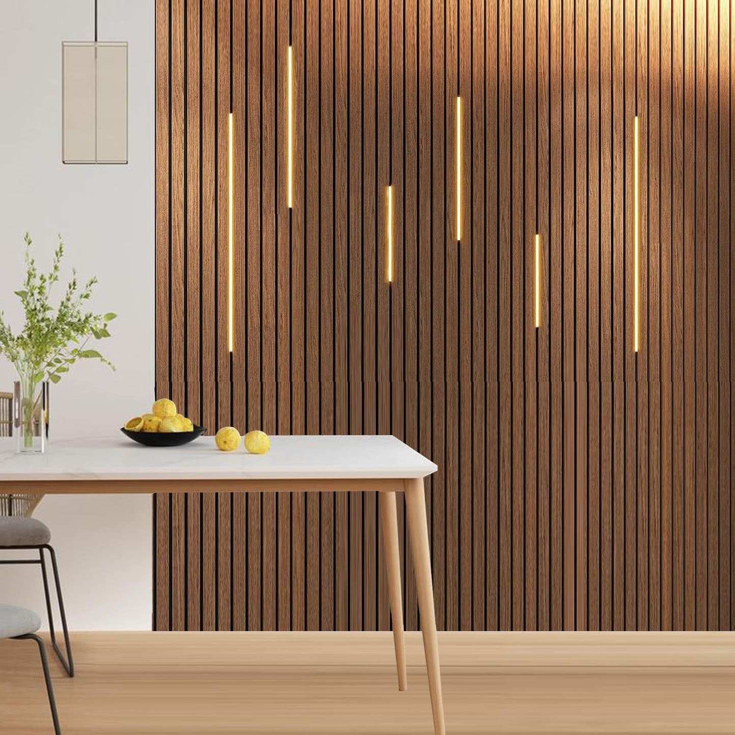 ATA LED Recessed Lighting Kit for Wall Panels - 6pcs Self-Adhesive Wall LED Lights for Interior Wall Decor, 3000k Touching Switch Light for Wood Slat Wall Panels (Touch Sensor Switch)