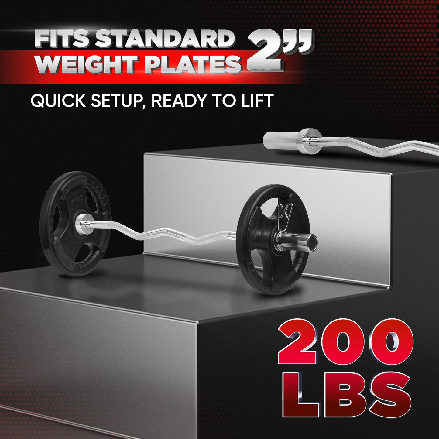 Yes4All Metal Olympic Barbell Curl Bar 200 lbs - Elevate Your Strength Training