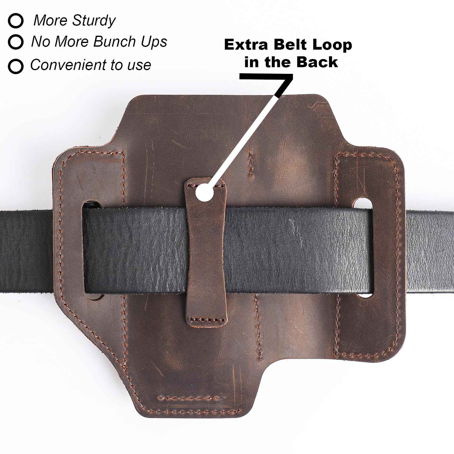 Topstache Multitool Sheath for Belt - EDC Belt Organizer - Leather Multitool Holster with Flashlight Holder, Elastic Band Pen Holder and Keychain Clip - Multitool Holder - Multitool Pouch, Darkbrown