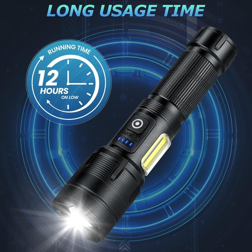 Bitlyle Rechargeable LED Flashlights High Lumen,99,000 Lumens Super Bright Flashlight,Powerful Flash Light 7 Modes with COB Work Light Waterproof for Home Outdoor Camping Hiking