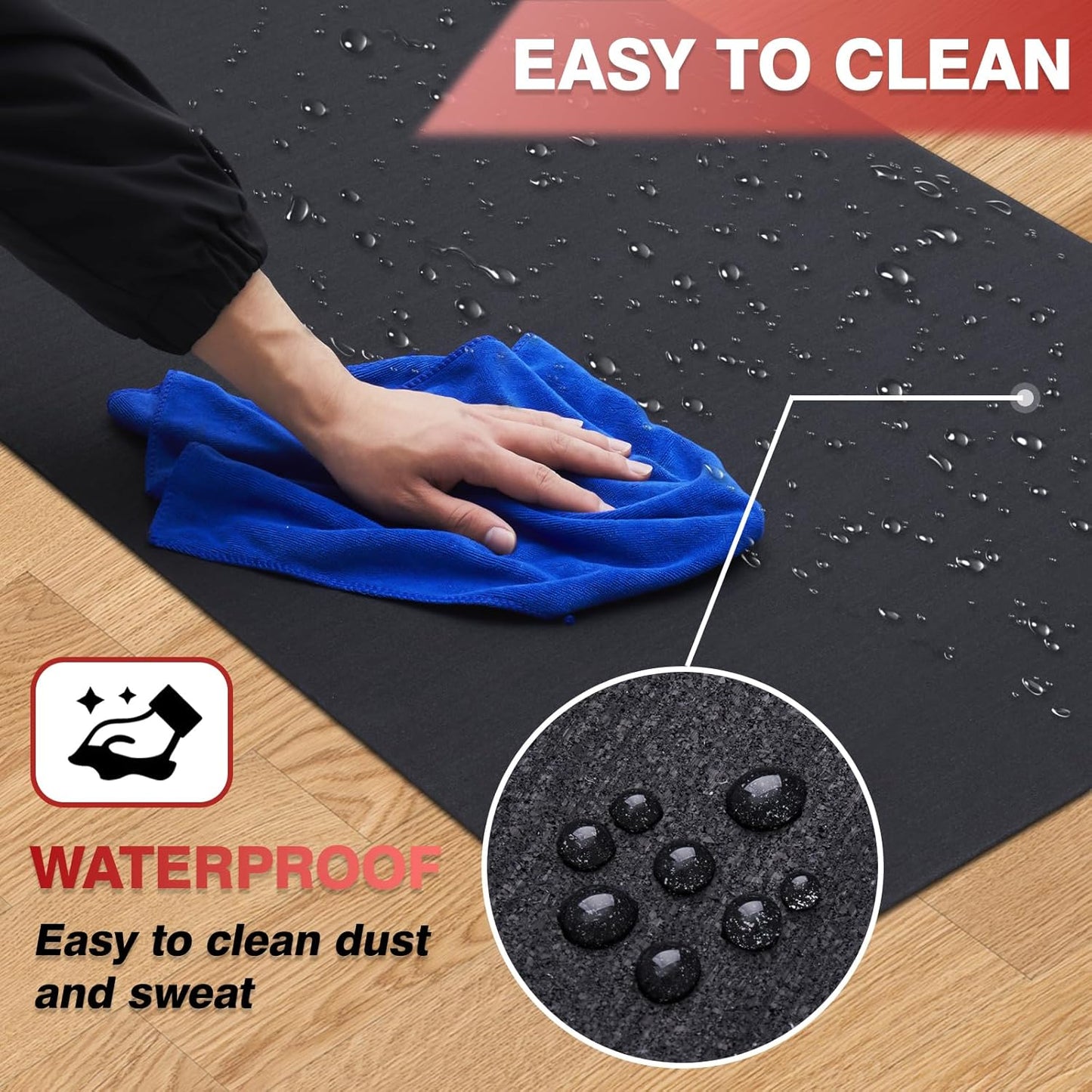 Skiennix Treadmill Mat - Durable 100% Recycled Rubber for Hardwood Floors | Non-Slip Home Gym Flooring