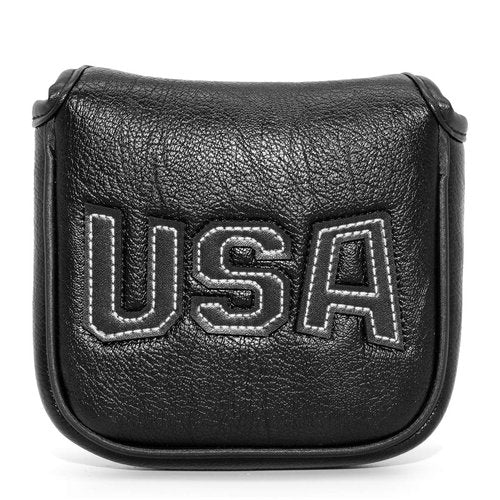 Barudan Golf Magnetic Large Mallet Putter Cover Headcover,Club Head Cover Protective Case Black,Patriotic USA (Black-White Stitching)