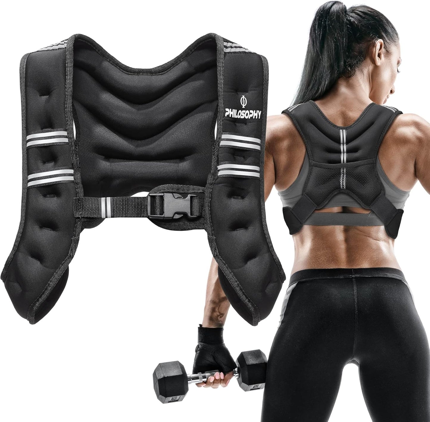 Philosophy Gym Weighted Workout Vest - Enhance Strength Training with Comfortable Fit | Adjustable Size