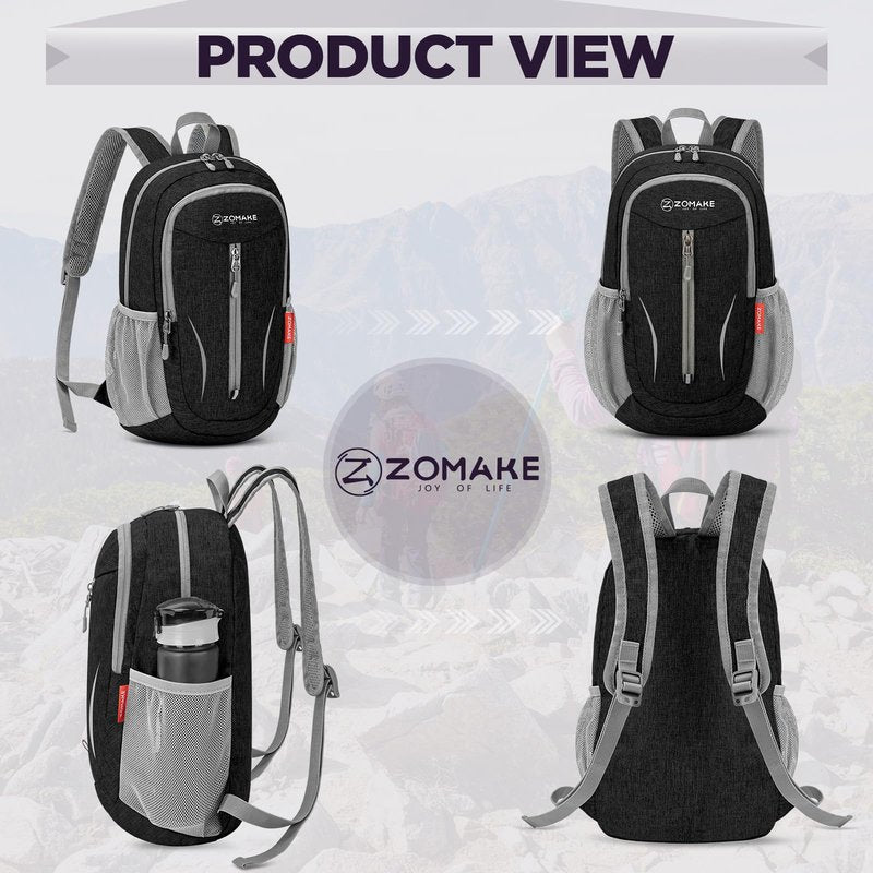 ZOMAKE Ultra Lightweight Packable Backpack 10L,Small Foldable Backpacks Hiking Water Resistant Collapsible Daypack for Women Men(Black-C1)