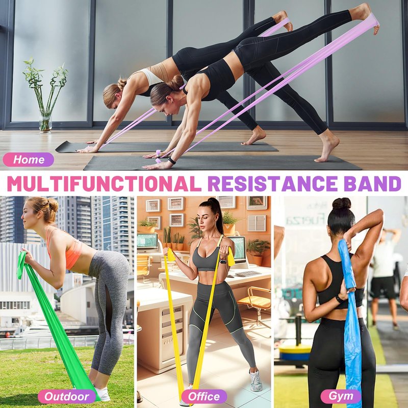 Resistance Bands Set, 5 Pcs Exercise Bands Elastic Stretch Bands for Fitness Yoga Pilates Stretching Strength Training, Workout Bands for Home Gym (Gradient Blue)