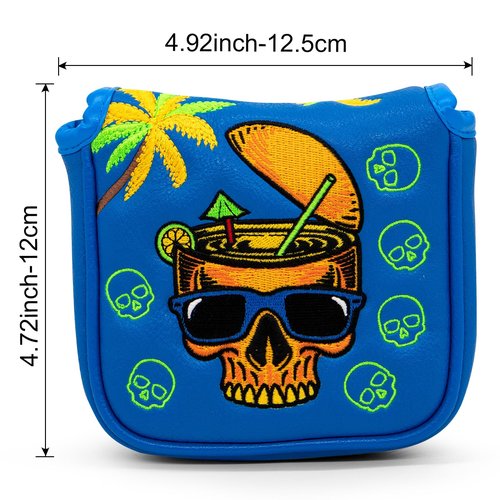 Funny Golf Mallet Putter Cover Magnetic Mallet Head Cover Headcover - Blue Synthetic Leather Golf Club Covers for Mallet Putters fits for All Brand, Cool Golf Gift for Men Golfers