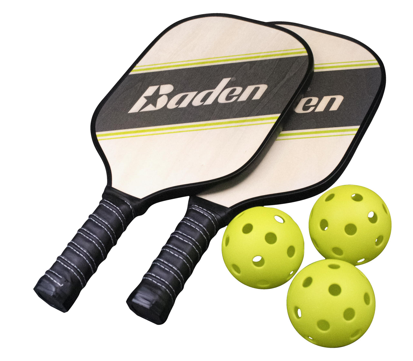 Baden Pickleball Starter Set | Includes 2 Wood Paddles, 3 Pickleballs, and Mesh Carry Bag | Ideal for Beginners and Casual Play
