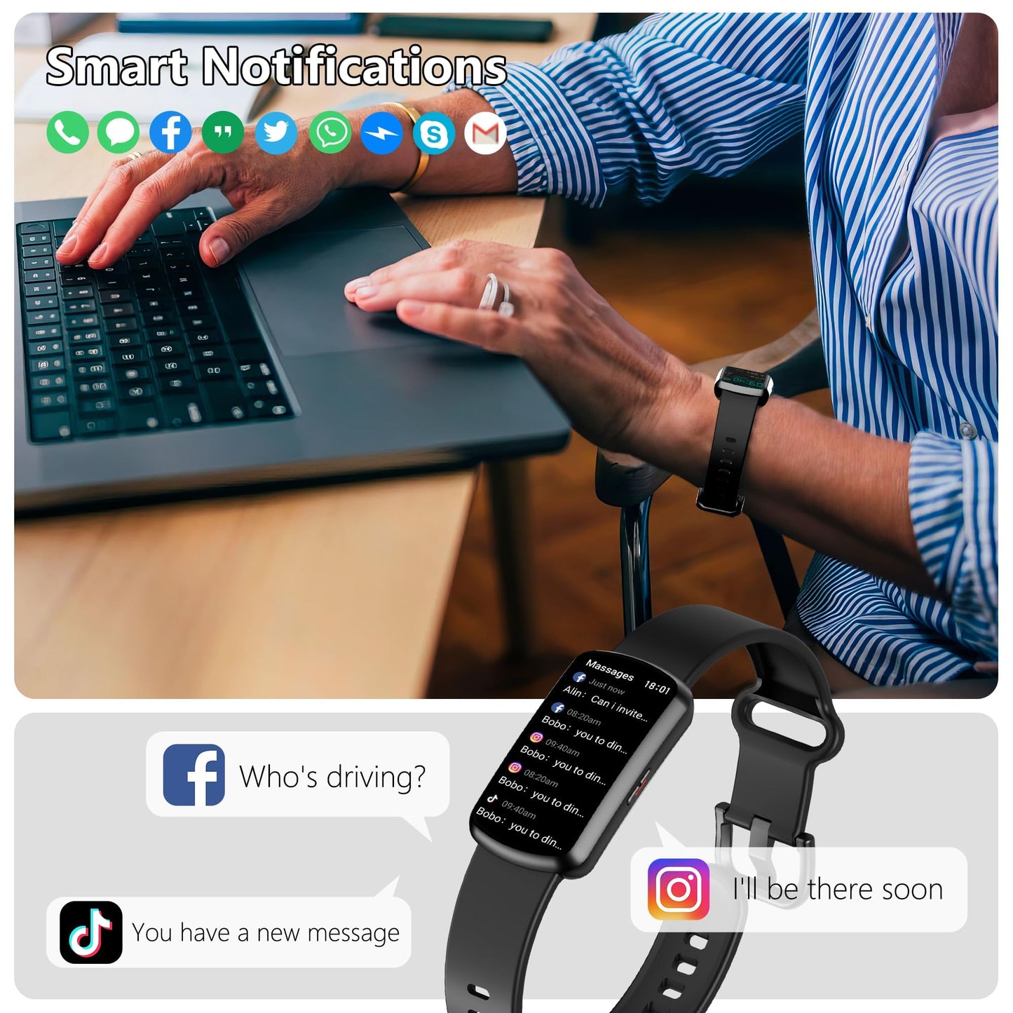 Health Fitness Tracker, Smart Watch with 24/7 Heart Rate, Activity Tracker with Blood Pressure and Blood Oxy-gen Monitor, 120 Sport Mode Waterproof Sleep Tracker for Women Men