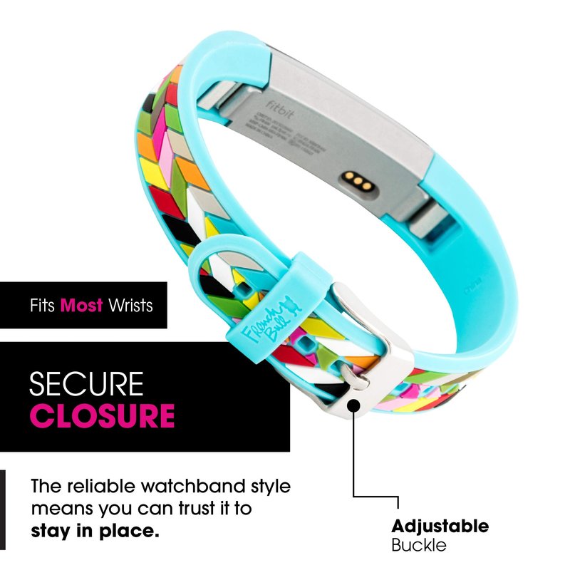WITHit French Bull Silicone Replacement Band for Fitbit Alta/Alta HR, Blue Ziggy – Secure, Adjustable Stainless-Steel Buckle Closure, Fitbit Watch Band Replacement, Sweat-Resistant, Fits Most Wrists