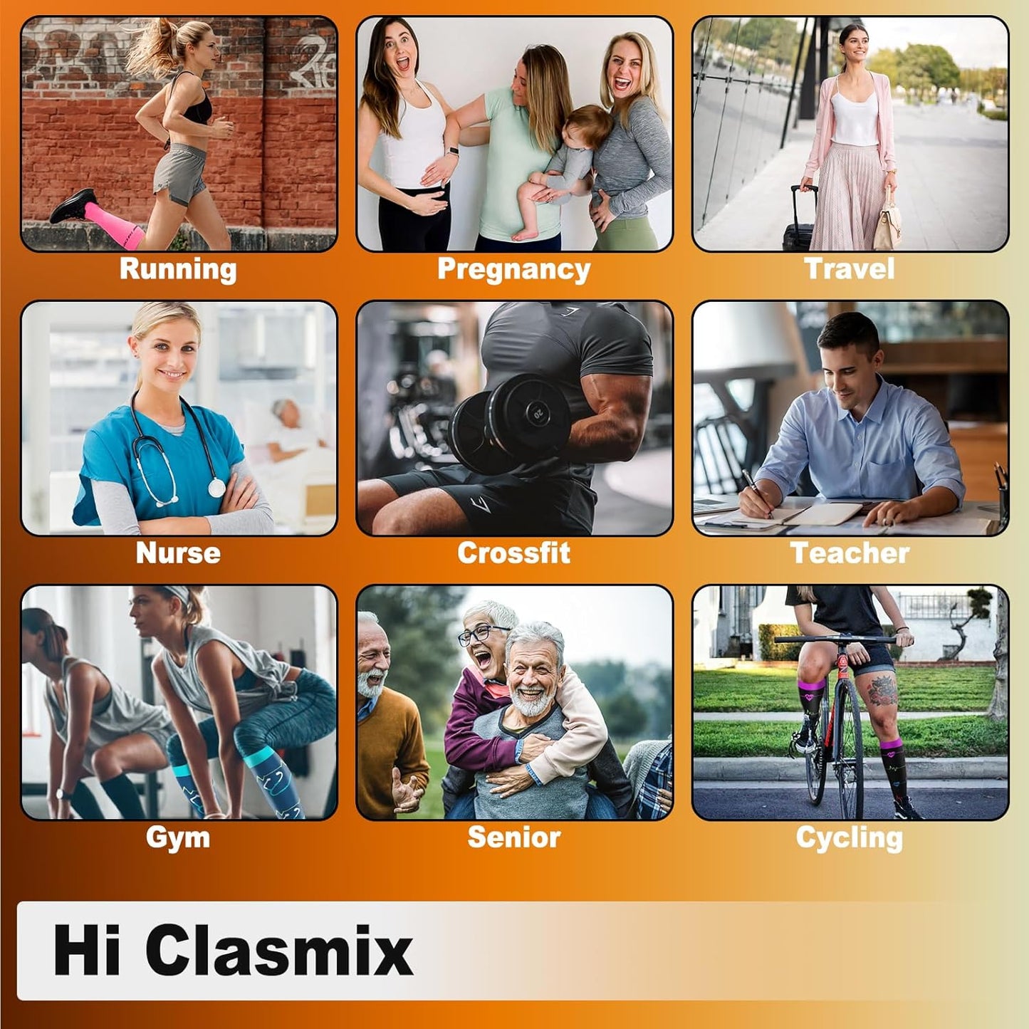 Skiennix Graduated Compression Socks - 20-30mmHg Knee High for Travel, Hiking & Running