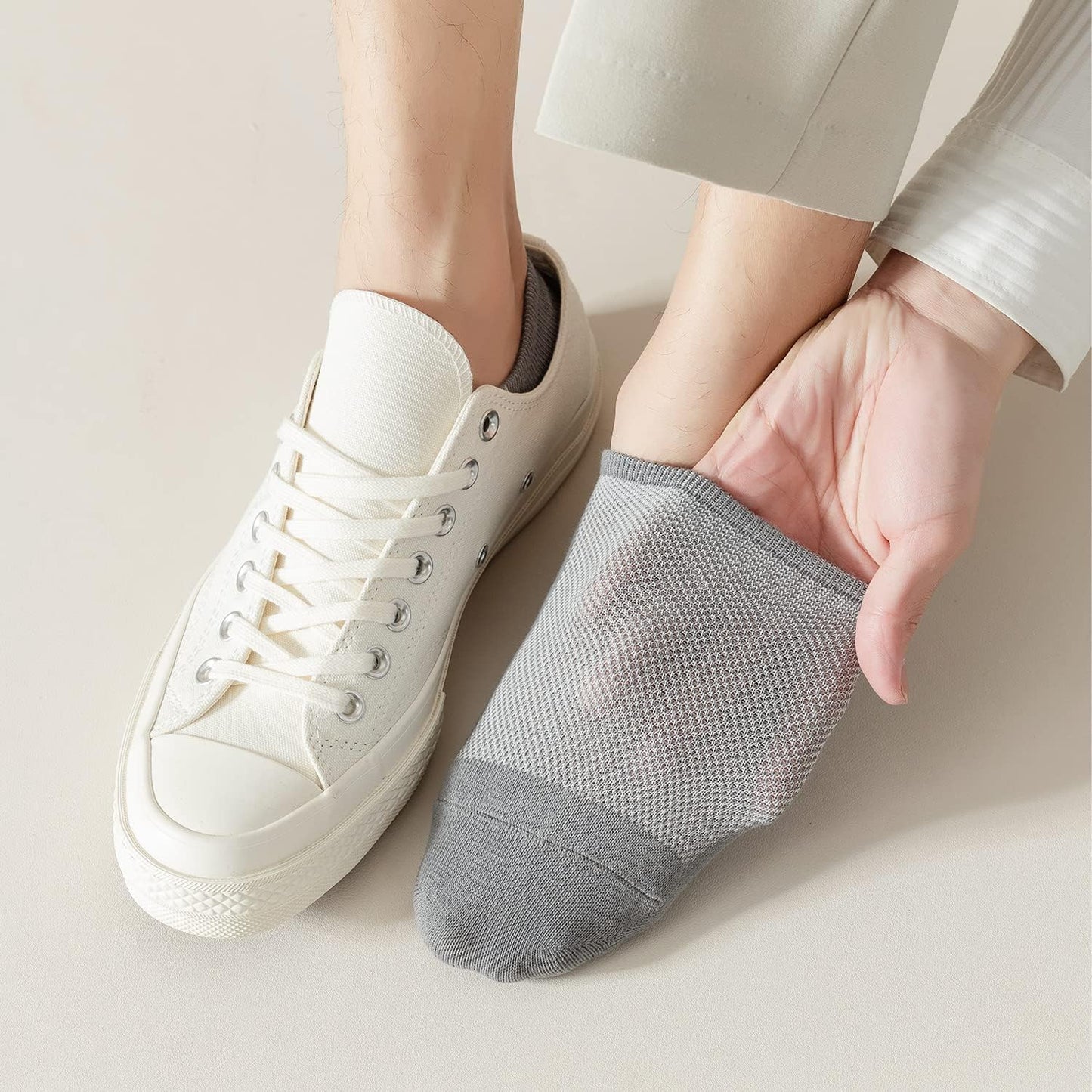 Mottee&Zconia No Show Socks - Low Cut Ankle Socks for Men | Casual Anti-Skid Cotton with Non-Slip Grips