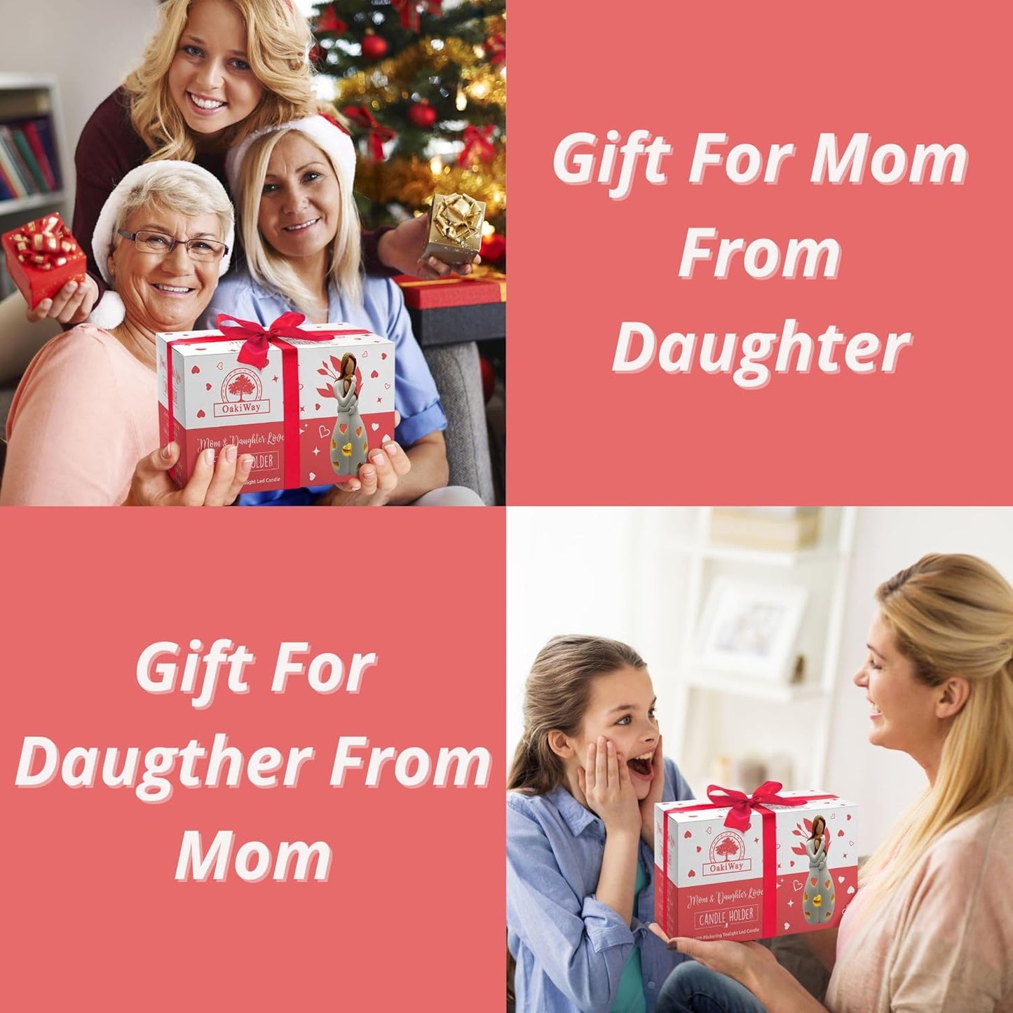 Regine Switzerland | Mother's Day Candleholder Statue with Flickering LED Light - Unique Gift for Mom | Seasonal Home Décor (Light Brown)