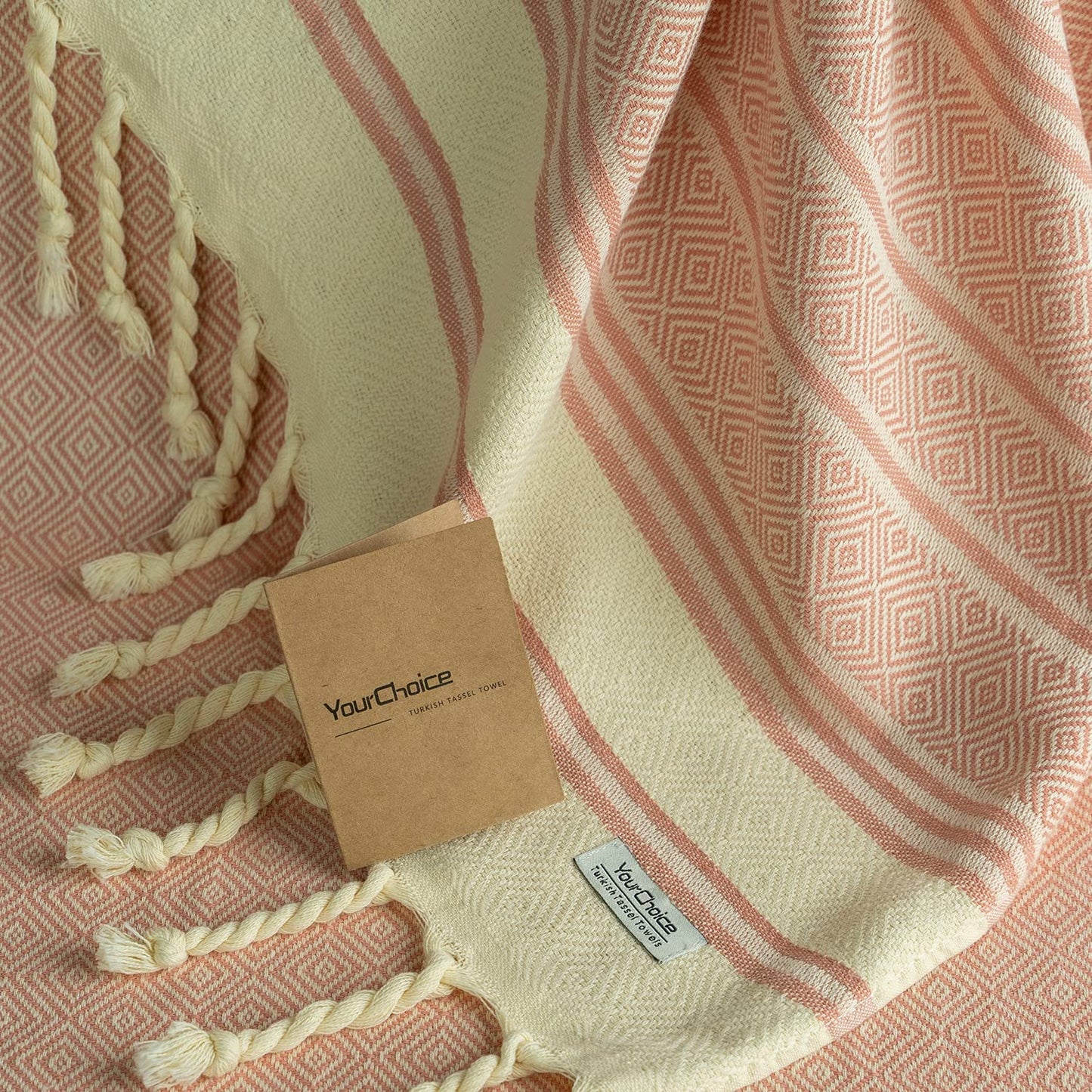 Your Choice Turkish Beach Towel (71x41) - 100% Cotton Turkish Towel, Sand Free Quick Dry Oversized, Lightweight Compact Travel Towel - Color Melon