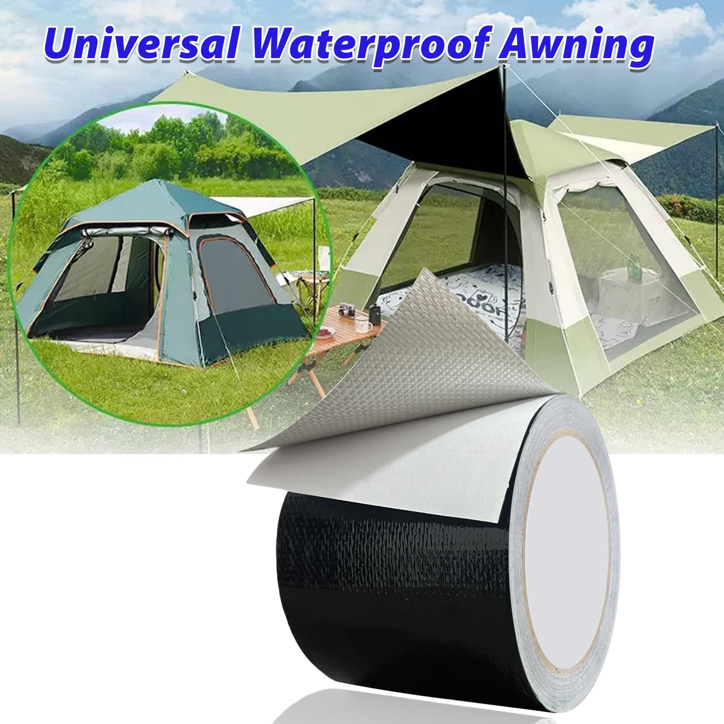 MCOTOP WaterproofRepair Tape for Fabric, 3.1IN x24.6FT, Heavy Duty Outdoor Repair Tape, for RV Roof, Tarp, Tent, Sail and Boat Cover Outdoor Repair Patch, Multipurpose Awning Repair Tape (Black)