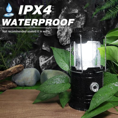 DIBMS Solar Camping Lantern - 4-Pack Collapsible LED | USB Rechargeable Emergency Lights for Outdoor Use