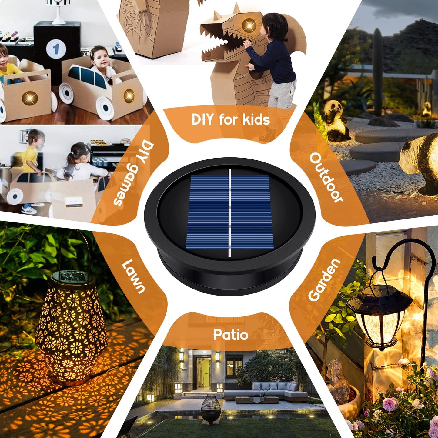 2 Pack Replacement Solar Light Parts(Top Size 3.2 inches, Bottom Size 2.9 inches),7 Lumens Warm White LED Waterproof Solar Light Replacement Top Kit for Outdoor DIY Hanging Lanterns