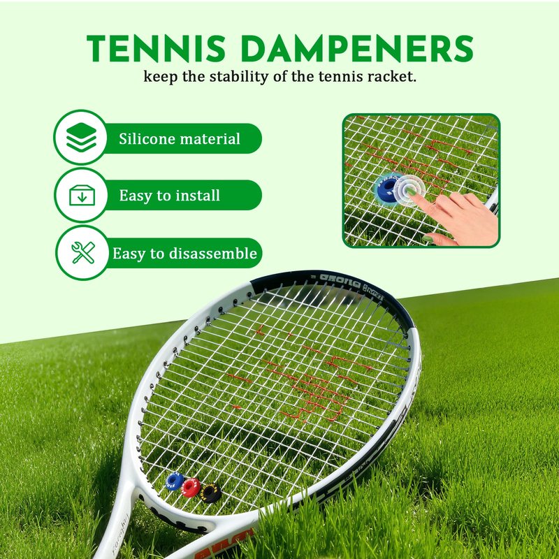 PHX Grove 6-Pack Tire-Shaped Tennis Racket Vibration Dampener - Shock Absorbers for Racquet Strings, Reduces Vibration, Noise and Arm Strain for Pain Relief - Durable Rubber, Easy to Install