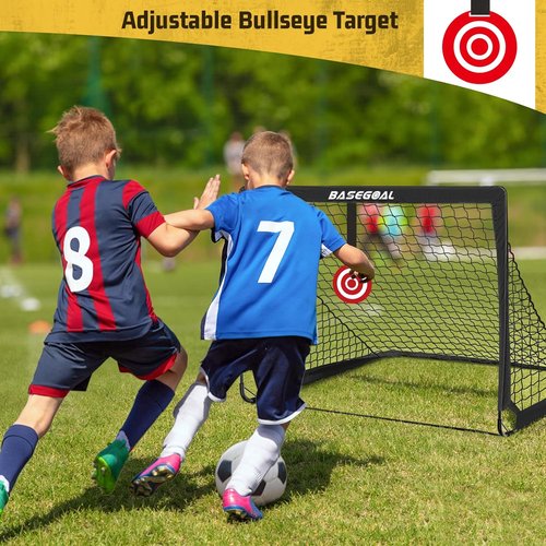 BaseGoal Soccer Goals - Portable Pop-Up 4x3ft Set of 2 for Kids | Complete Outdoor Training Kit with Ball & Cones