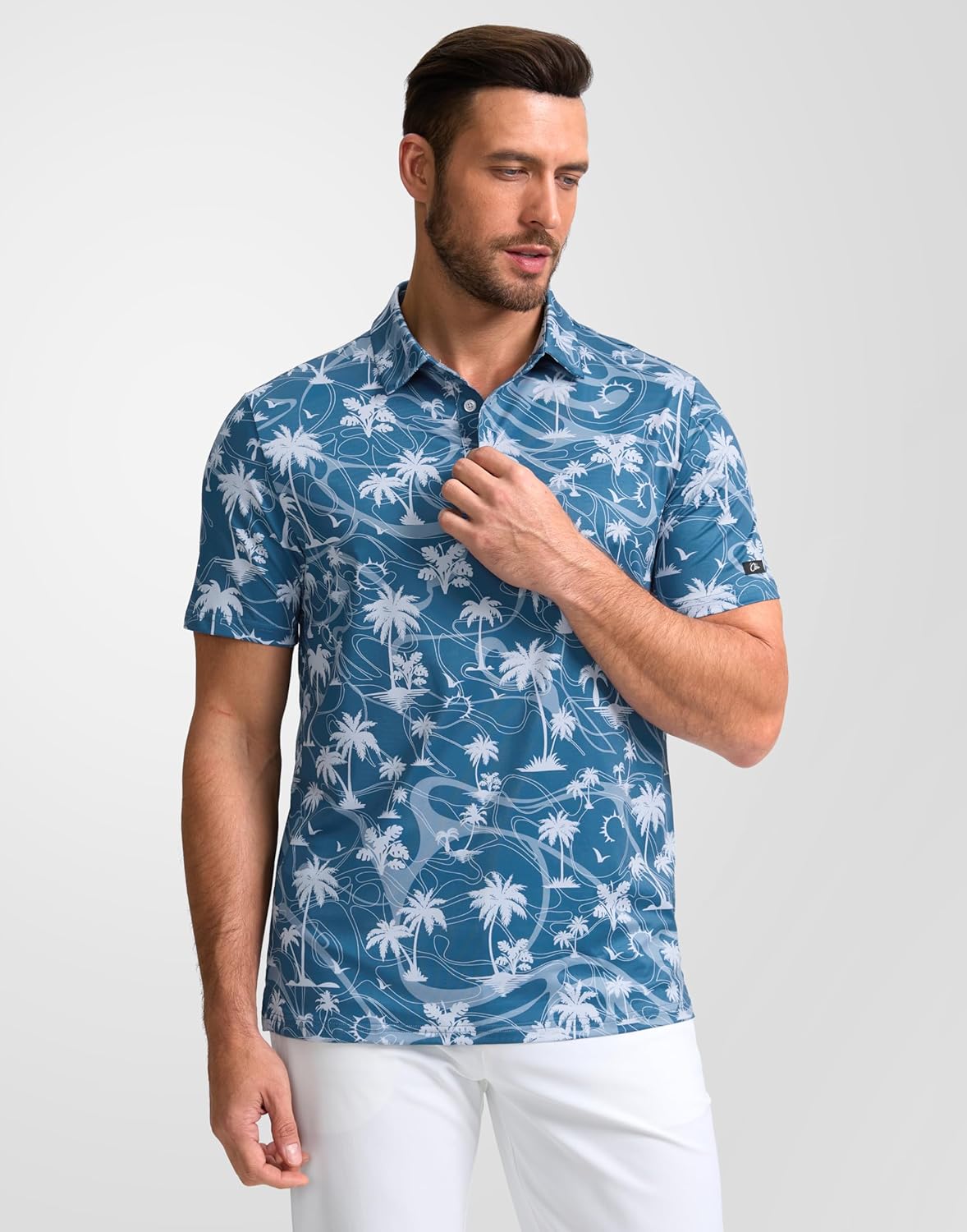 Obla Men's Golf Polo Shirt - Short Sleeve Moisture-Wicking Performance Top | Casual Print Design