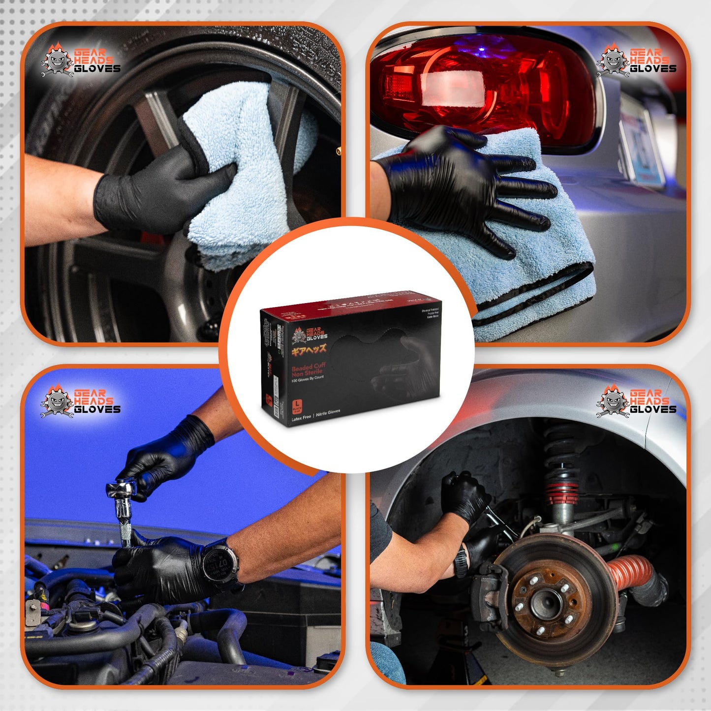 GEARHEADS Black Nitrile Disposable Gloves - 5 Mil Thickness, Chemical, and Food Safe, Latex-Free, Powder-Free, Textured Fingertips, Ideal for Mechanics, Cleaning, Food Prep (Large (Pack of 100))